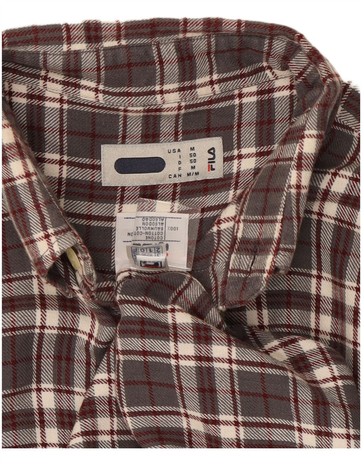 Fila Mens Flannel Shirt  Medium Grey Check Cotton