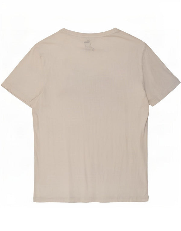 Puma Womens Graphic T-Shirt Top UK 14 Medium White Cotton