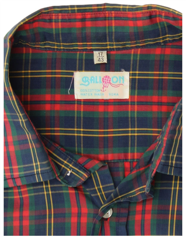 Balloon Mens Shirt Size 17 43  XL Multicoloured Plaid Cotton