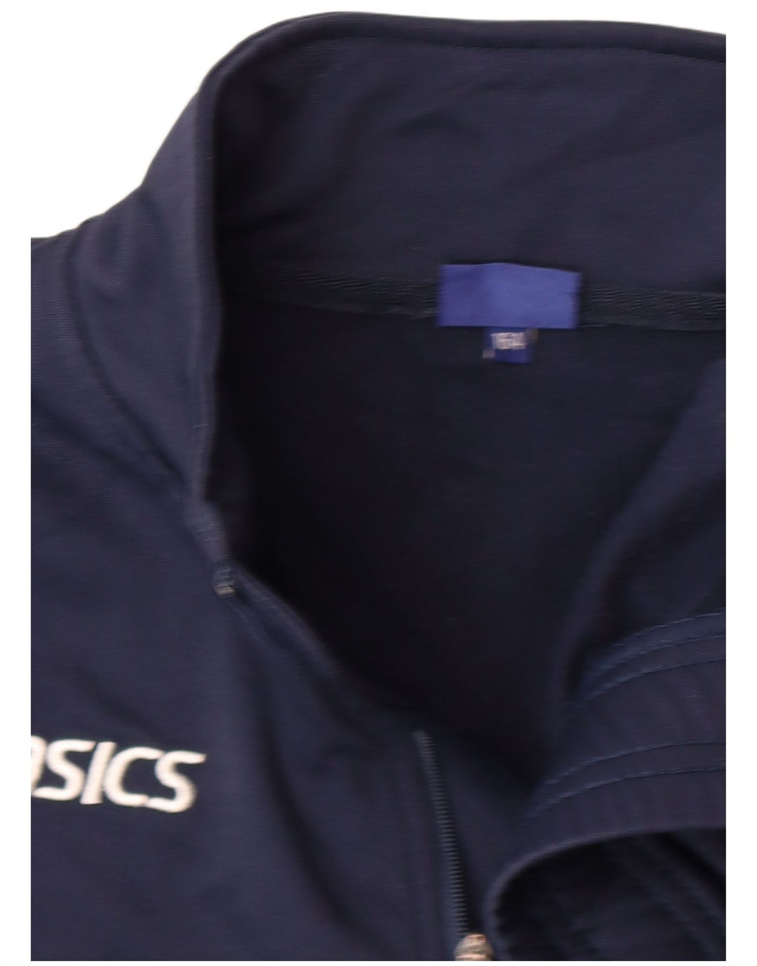 Asics Boys Zip Neck Pullover Tracksuit Top 13-14 Years Navy Blue Polyester