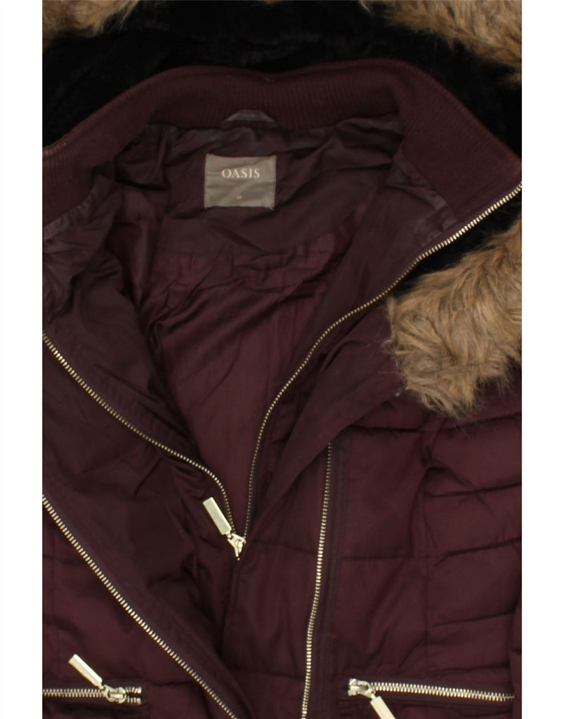 OASIS Womens Hooded Padded Coat UK 14 Medium Burgundy Polyester | Vintage Oasis | Thrift | Second-Hand Oasis | Used Clothing | Messina Hembry 