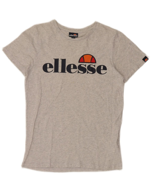 ELLESSE Girls Graphic T-Shirt Top 12-13 Years Grey Flecked Cotton