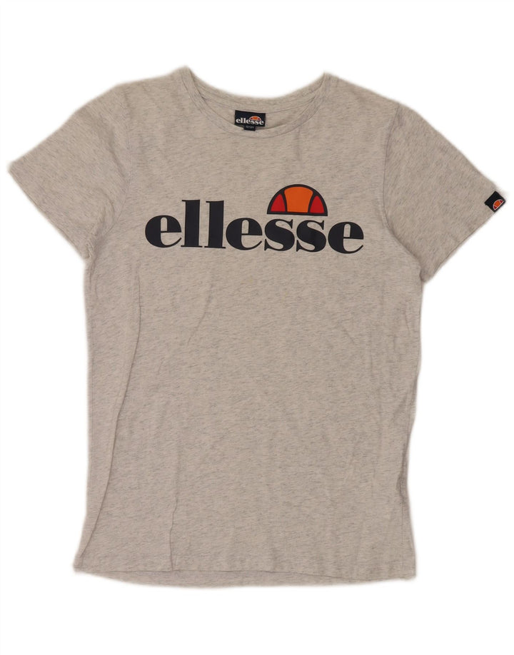 ELLESSE Girls Graphic T-Shirt Top 12-13 Years Grey Flecked Cotton