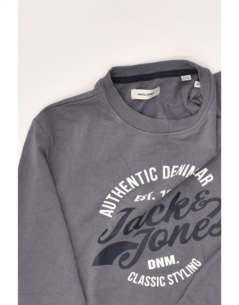 JACK & JONES Mens Graphic Sweatshirt Jumper Small Grey Cotton | Vintage Jack & Jones | Thrift | Second-Hand Jack & Jones | Used Clothing | Messina Hembry 