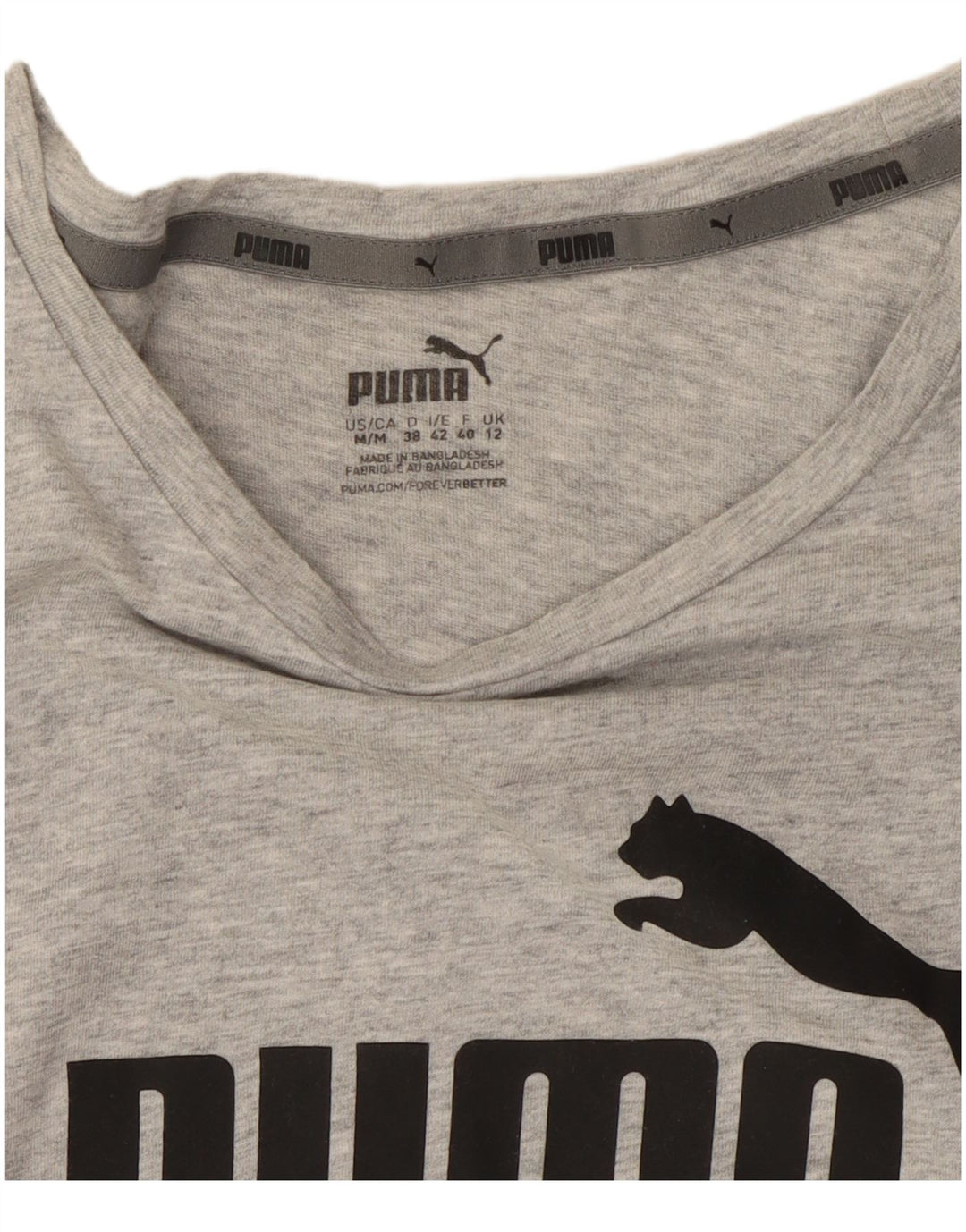 PUMA Womens Graphic T-Shirt Top UK 12 Medium Grey Flecked