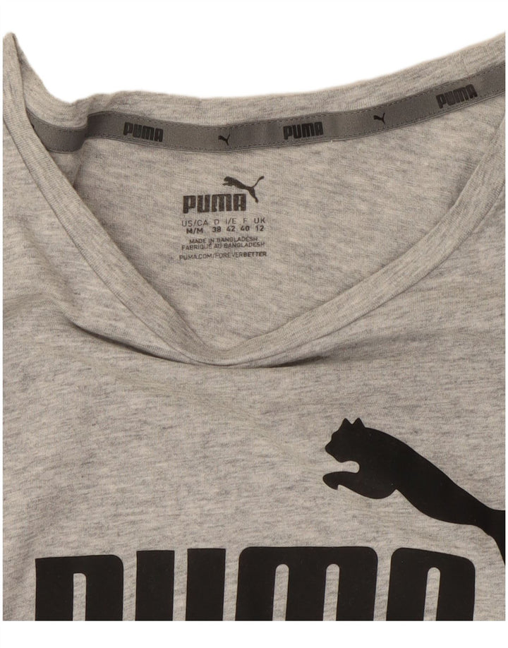 PUMA Womens Graphic T-Shirt Top UK 12 Medium Grey Flecked