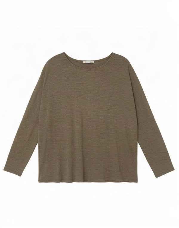 Zara Womens Oversized Top Long Sleeve UK 10 Small Khaki