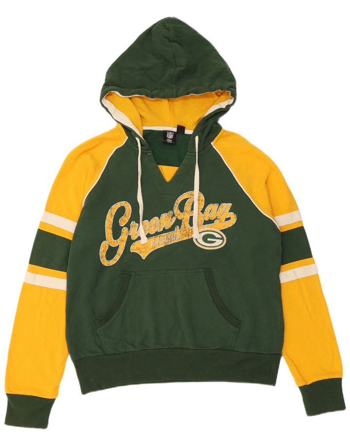 NFL Womens Green Bay Packers Hoodie Jumper UK 16 Large Green Colourblock