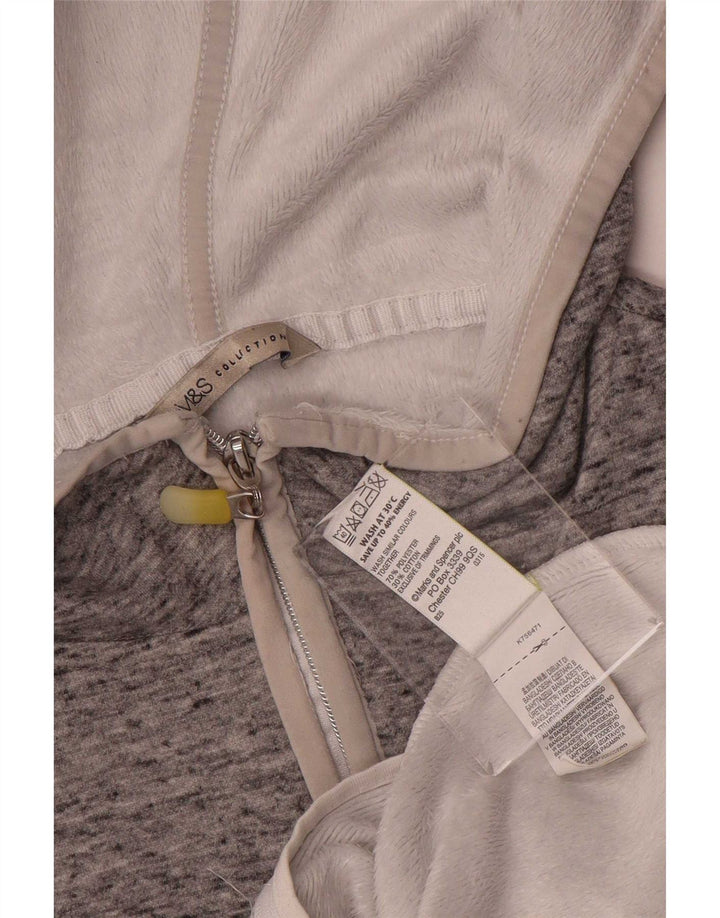Marks & Spencer Womens Zip Hoodie Sweater UK 10 Small Grey Flecked