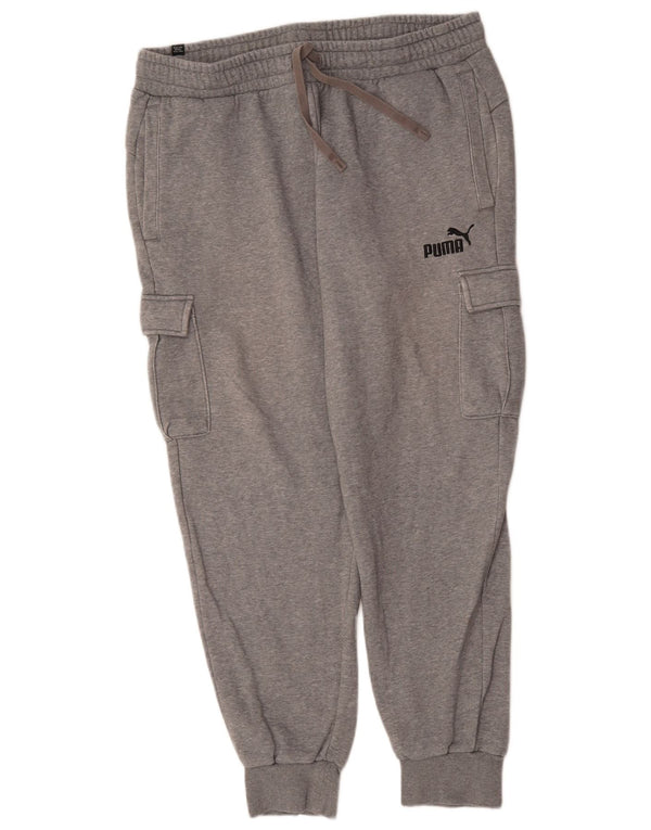 PUMA Mens Cargo Tracksuit Trousers Joggers XL  Grey Flecked Cotton
