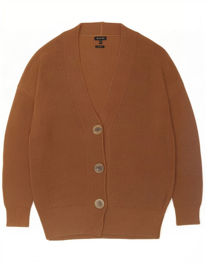 Massimo Dutti Womens Longline Cardigan Sweater UK 14 Medium Brown Polyester