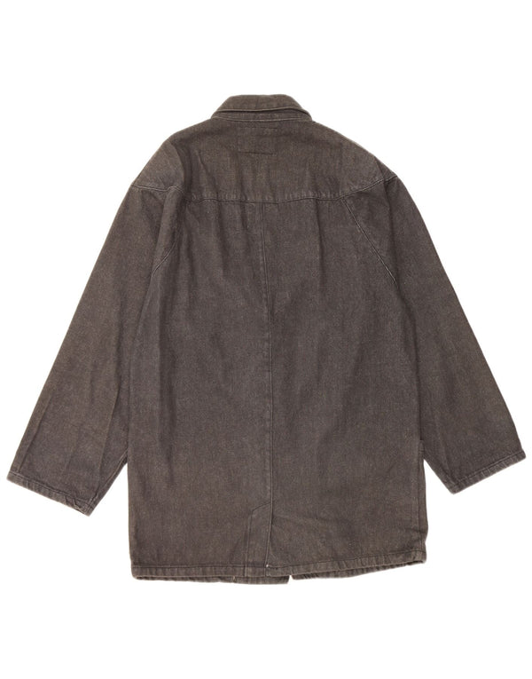 Vintage Womens Oversized Denim Coat UK 14 Medium Black Cotton