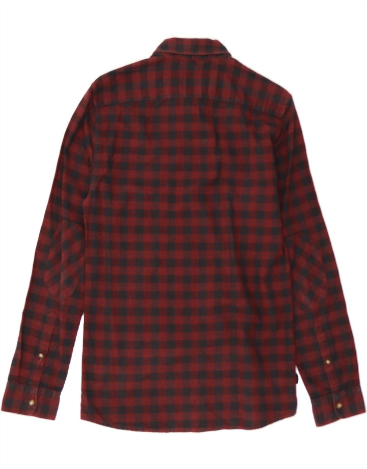 JULES Mens Slim Fit Flannel Shirt Small Red Gingham Cotton Vintage Jules and Second-Hand Jules from Messina Hembry 
