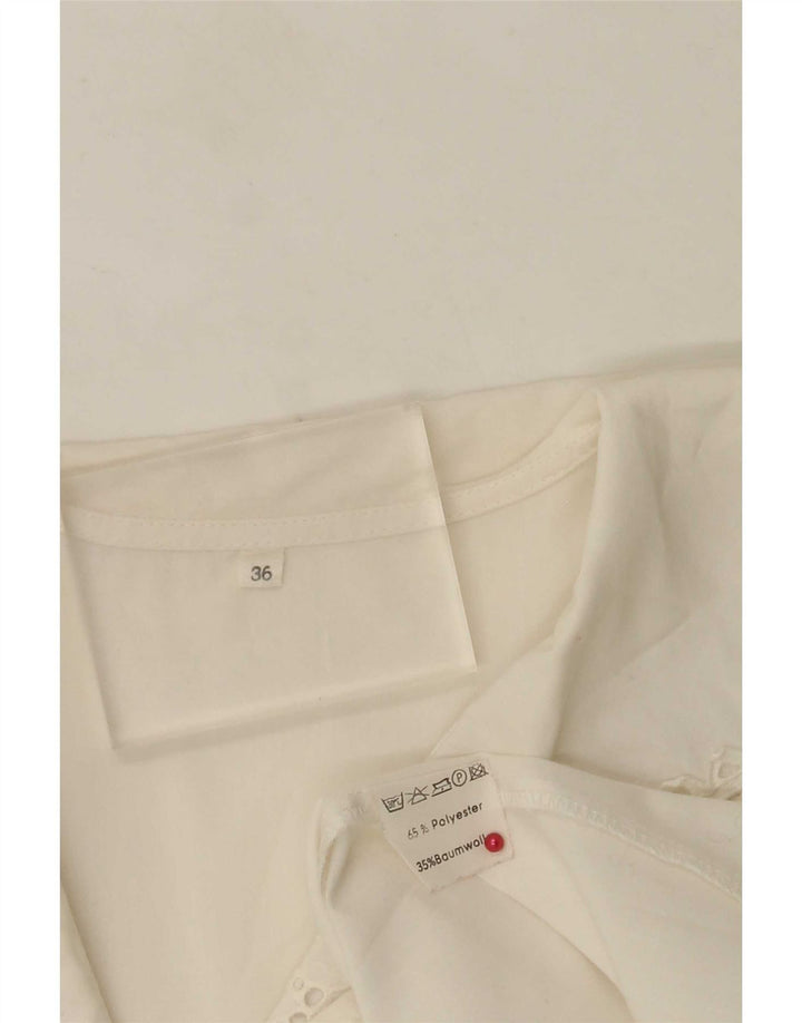 Vintage Womens Shirt Blouse EU 36 Small White Floral Polyester