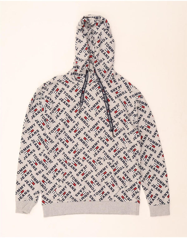 Tommy Hilfiger Mens Graphic Hoodie Jumper Small Grey Cotton