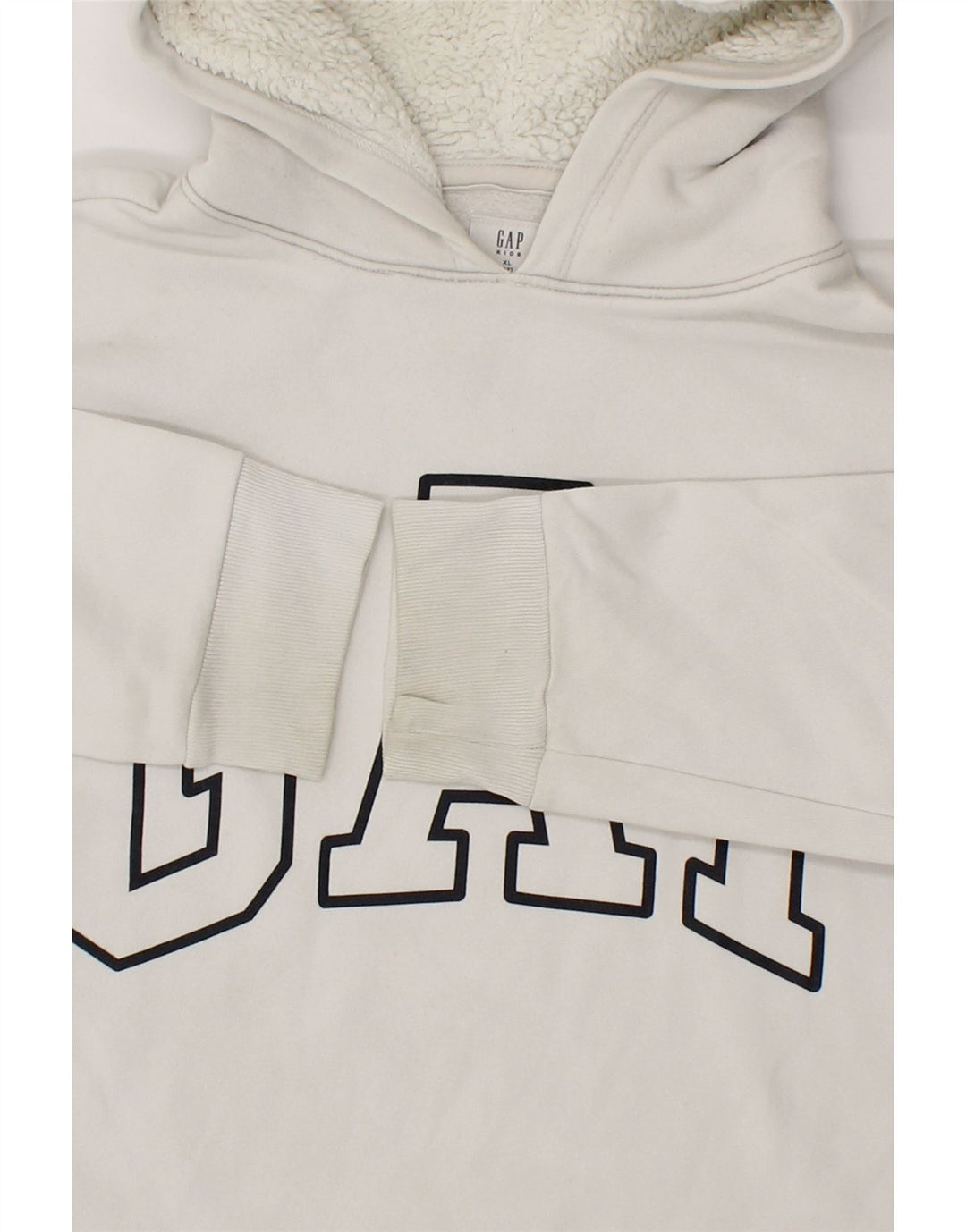 GAP Boys Graphic Hoodie Jumper 11-12 Years XL White Cotton Vintage Gap and Second-Hand Gap from Messina Hembry 