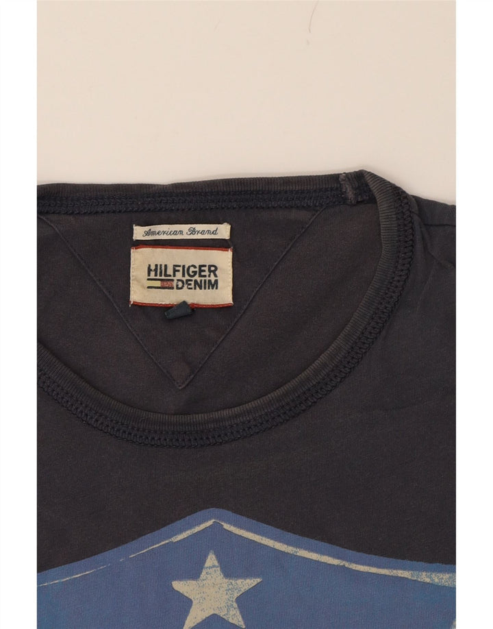 TOMMY HILFIGER Mens Graphic T-Shirt Top Medium Navy Blue Cotton Classic Vintage Tommy Hilfiger and Second-Hand Tommy Hilfiger from Messina Hembry 