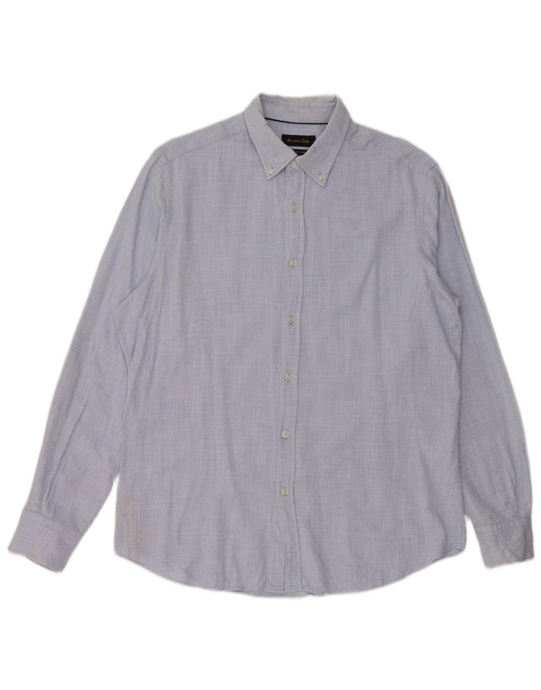 Massimo Dutti Mens Shirt Large Blue Cotton