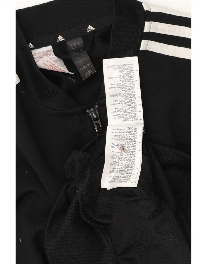 Adidas Boys Tracksuit Top Jacket 14-15 Years Black Polyester