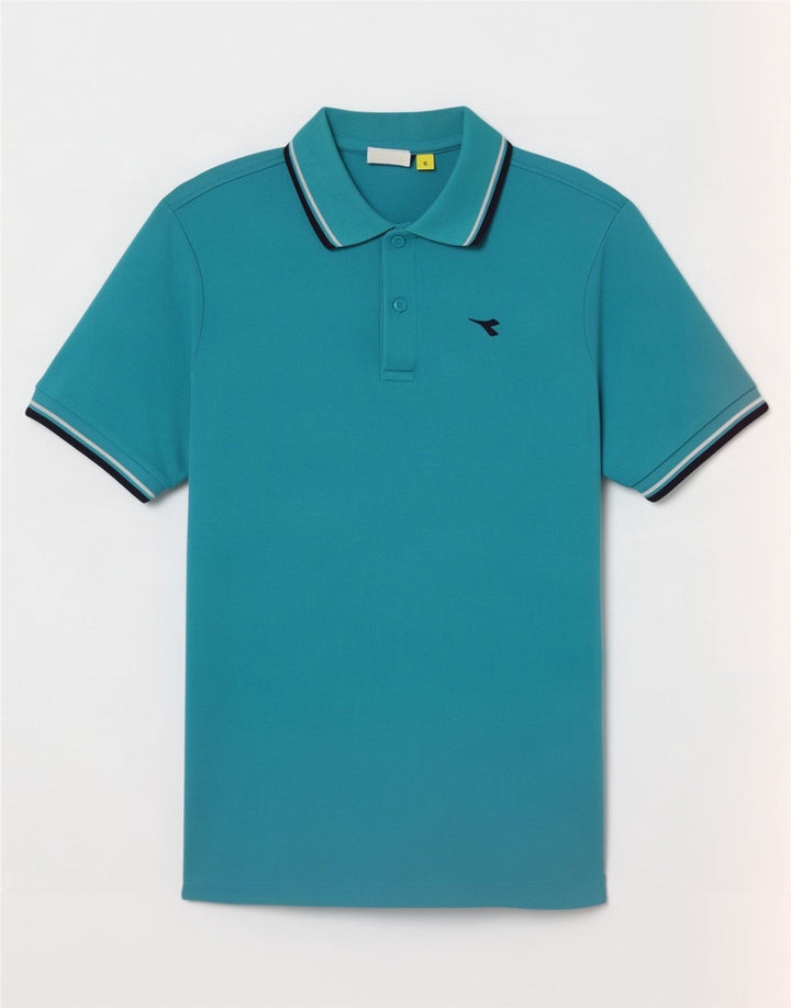 Diadora Mens Polo Shirt Small Turquoise Striped