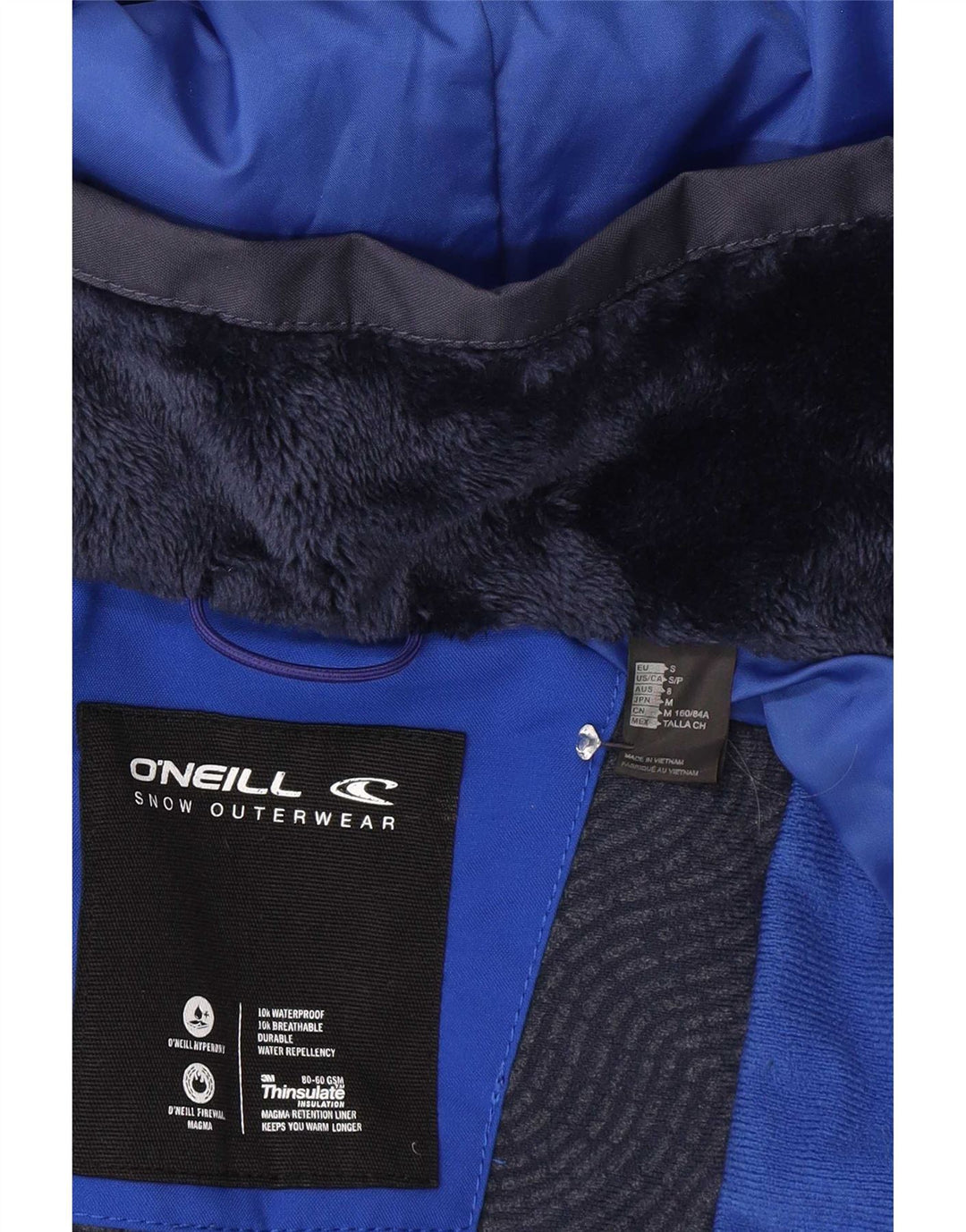 O'Neill Womens Hooded Windbreaker Jacket UK 10 Small Navy Blue Spotted