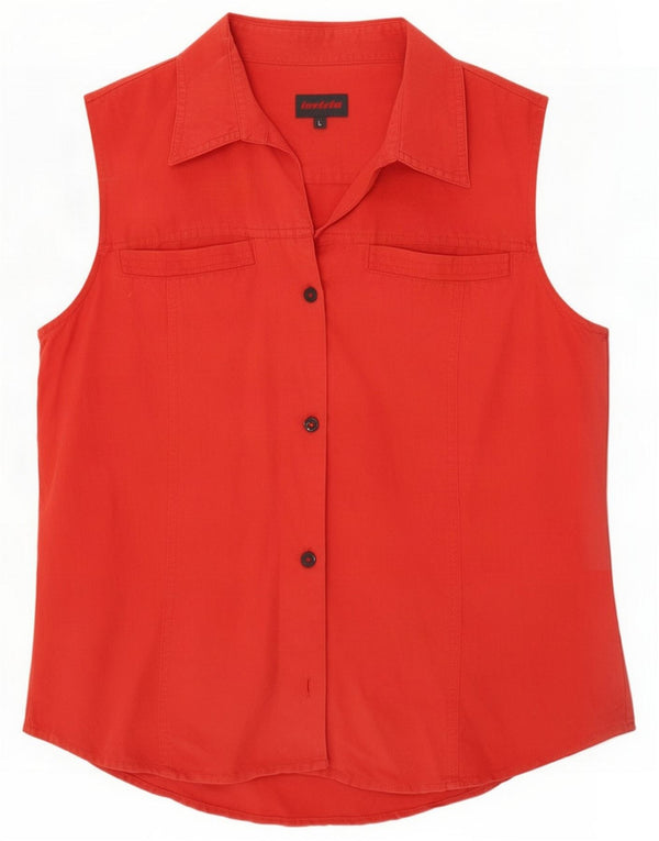 Invicta Womens Sleeveless Shirt Blouse UK 16 Large Red Linen