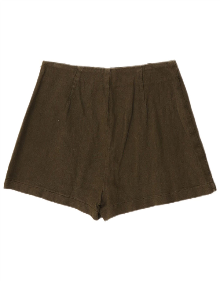 Zara Womens Hot Pants XS W24 Khaki Cotton