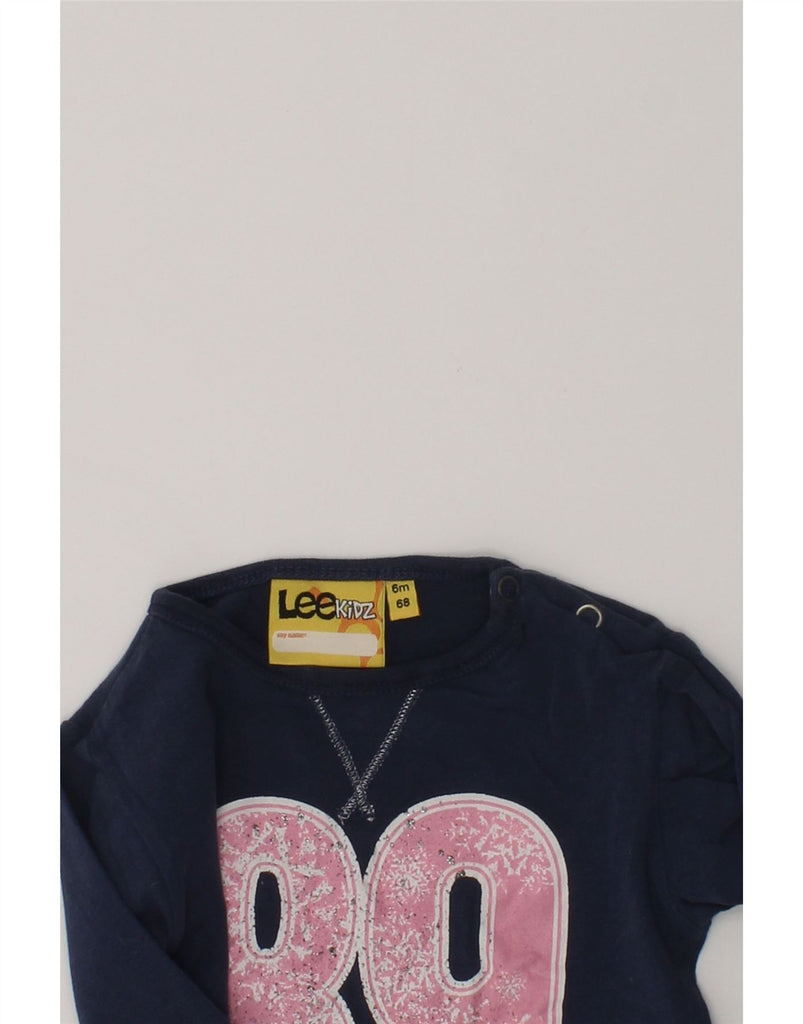 LEE Baby Girls Graphic Sweatshirt Jumper 3-6 Months Navy Blue Cotton | Vintage Lee | Thrift | Second-Hand Lee | Used Clothing | Messina Hembry 