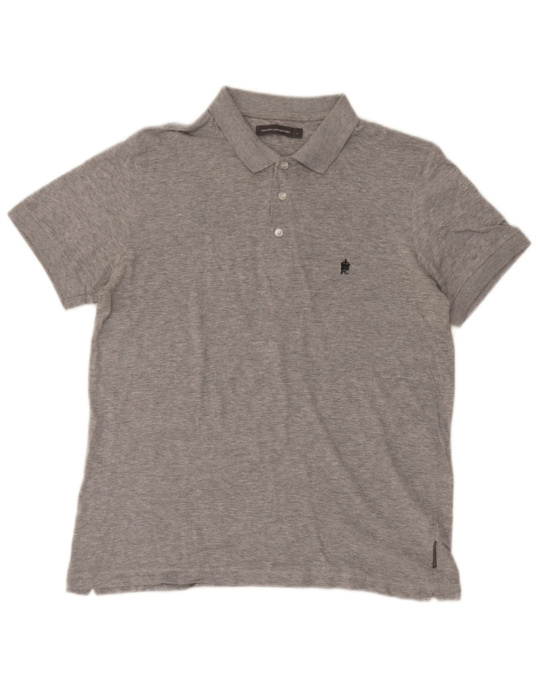 French Connection Mens Polo Shirt Large Grey Flecked Cotton