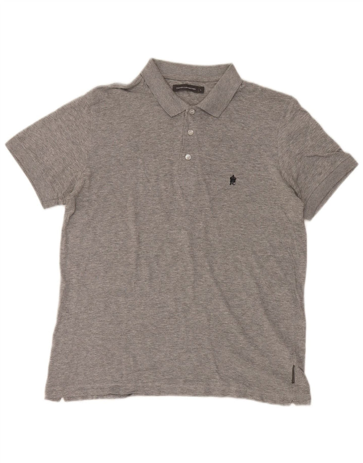 French Connection Mens Polo Shirt Large Grey Flecked Cotton