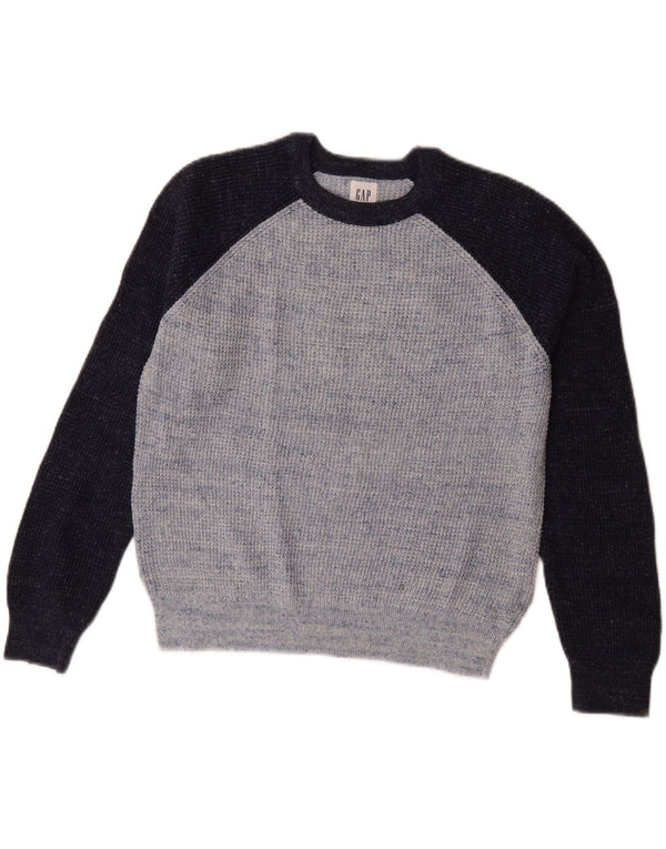 Gap Boys Crew Neck Jumper Sweater 11-12 Years XL Blue Colourblock Cotton
