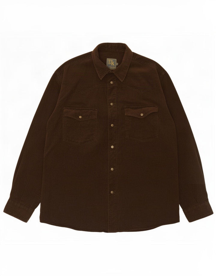 Turnpike Mens Corduroy Shirt XL Brown