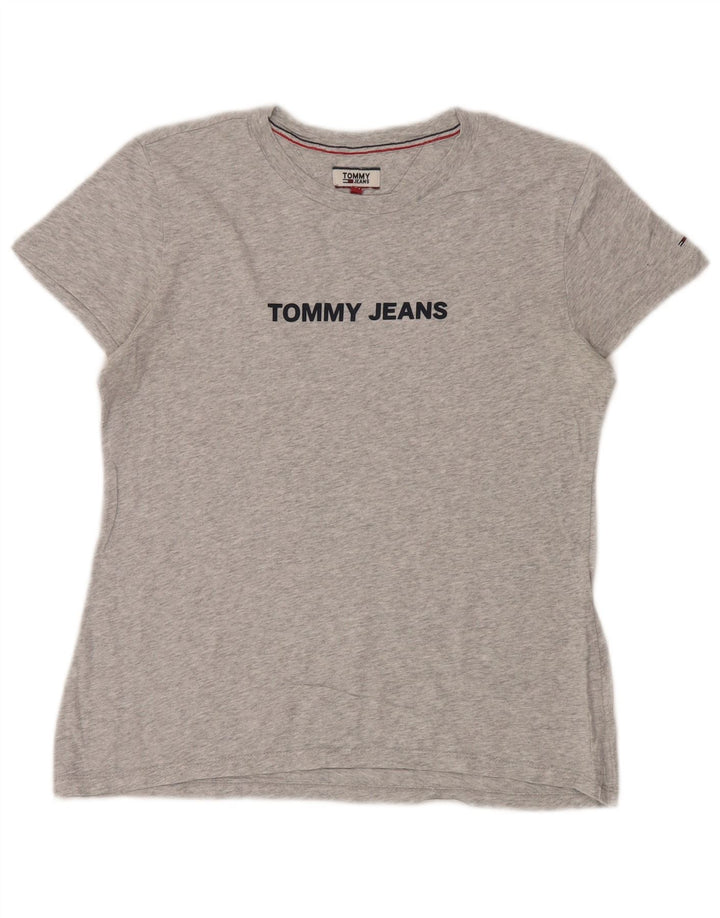 Tommy Hilfiger Womens Graphic T-Shirt Top UK 14 Medium Grey Flecked