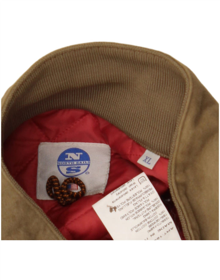 North Sails Mens Bomber Jacket UK 42 XL Brown Cotton