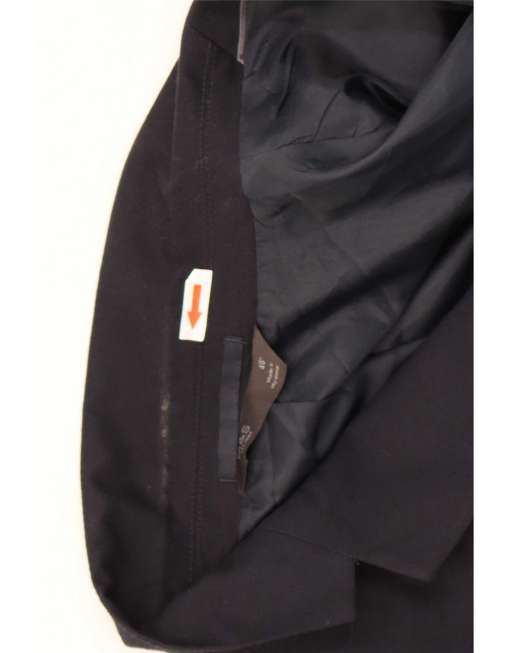 Marks & Spencer Mens 2 Button Blazer Jacket UK 46 3XL Navy Blue Polyester
