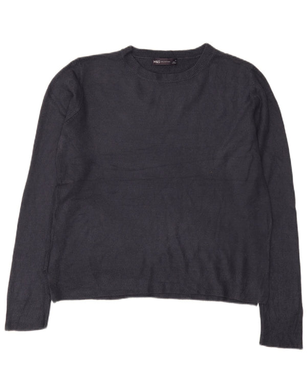 Marks & Spencer Womens Boat Neck Jumper Sweater UK 14 Large Navy Blue