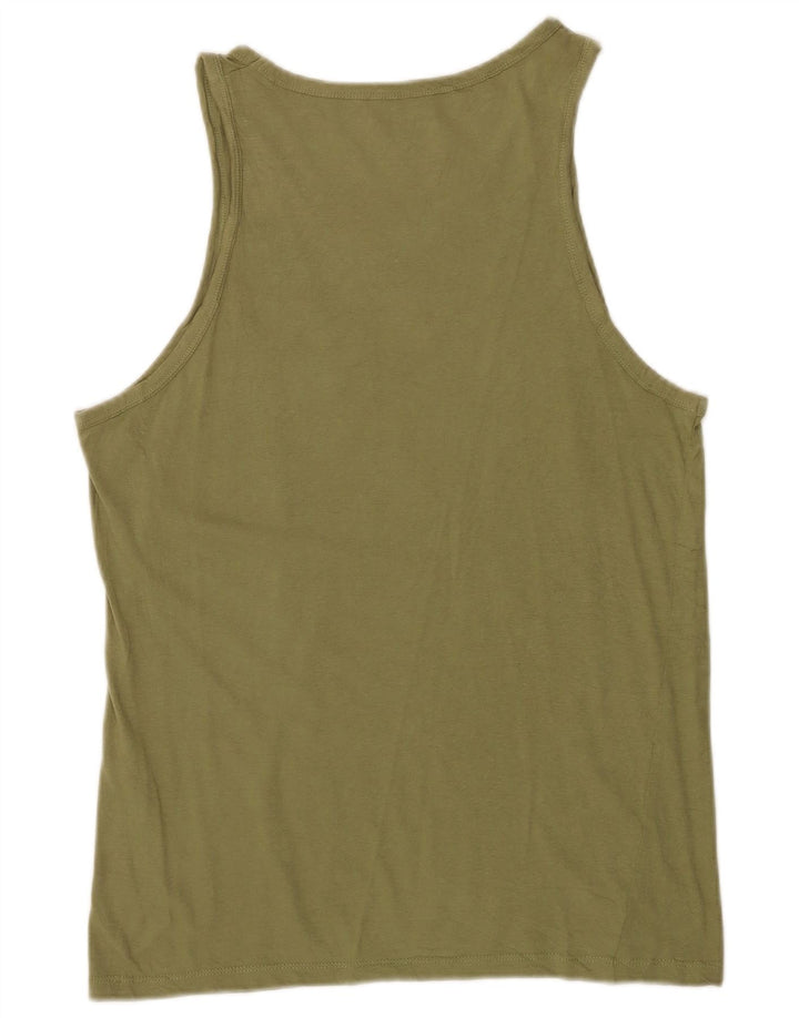 Jack & Jones Mens Graphic Vest Top Large Green Cotton