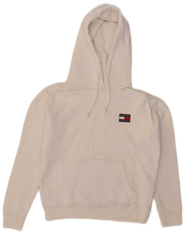 Tommy Hilfiger Womens Oversized Hoodie Jumper UK 6 XS White Cotton
