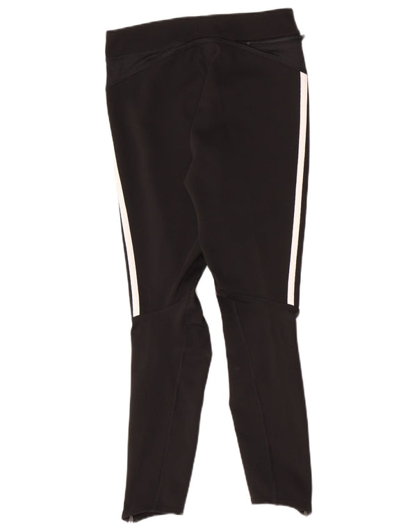 Adidas Womens Capri Leggings UK 8 Small Black Striped Polyester Sports