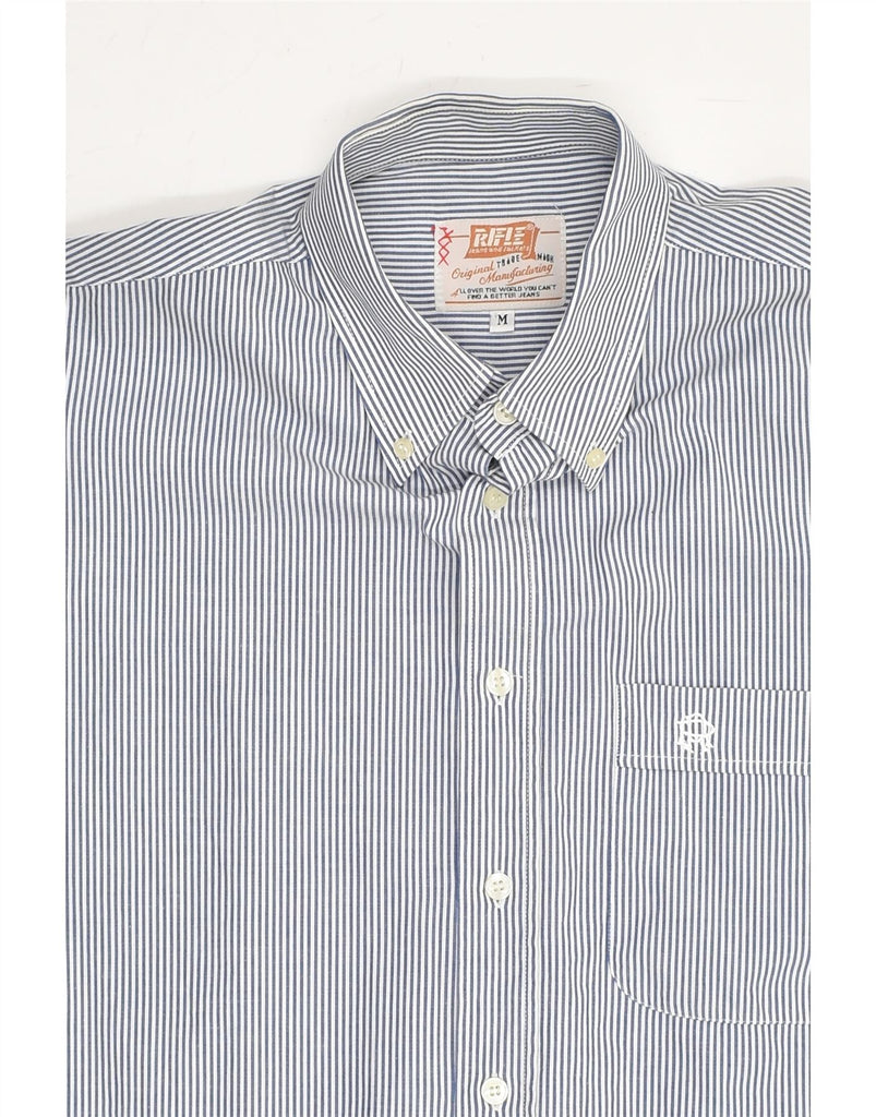 RIFLE Mens Shirt Medium Blue Pinstripe Cotton | Vintage Rifle | Thrift | Second-Hand Rifle | Used Clothing | Messina Hembry 