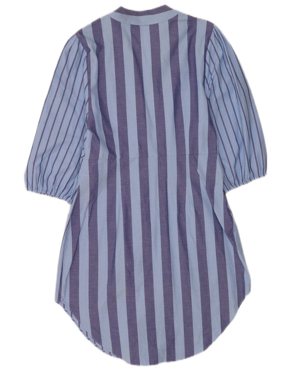 Zara Womens Shirt Dress UK 12 Medium Blue Striped Cotton