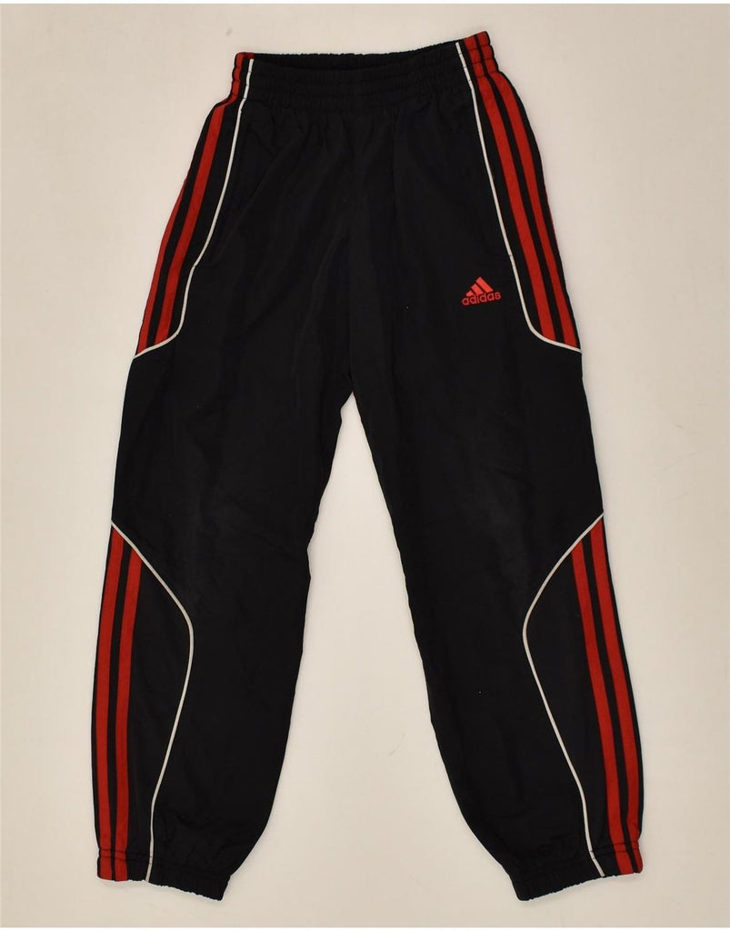 ADIDAS Boys Tracksuit Trousers Joggers 7-8 Years Black Striped Polyester | Vintage Adidas | Thrift | Second-Hand Adidas | Used Clothing | Messina Hembry 