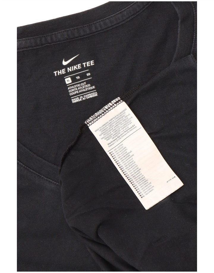 Nike Womens Athletic Cut T-Shirt Top UK 18 XL Black Cotton