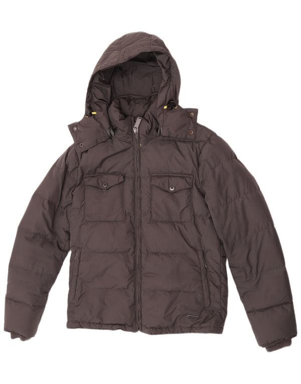 Sisley Mens Hooded Padded Jacket UK 36 Small Grey Polyester