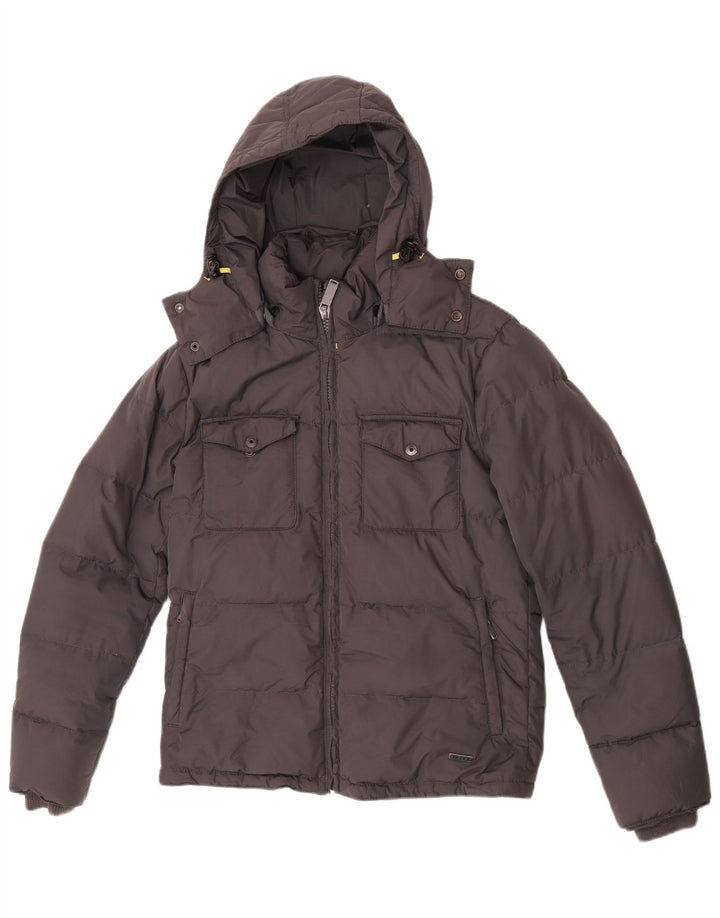Sisley Mens Hooded Padded Jacket UK 36 Small Grey Polyester