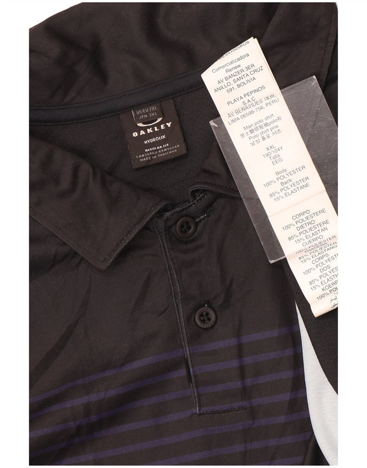 Oakley Mens Polo Shirt 2XL Black Striped Polyester