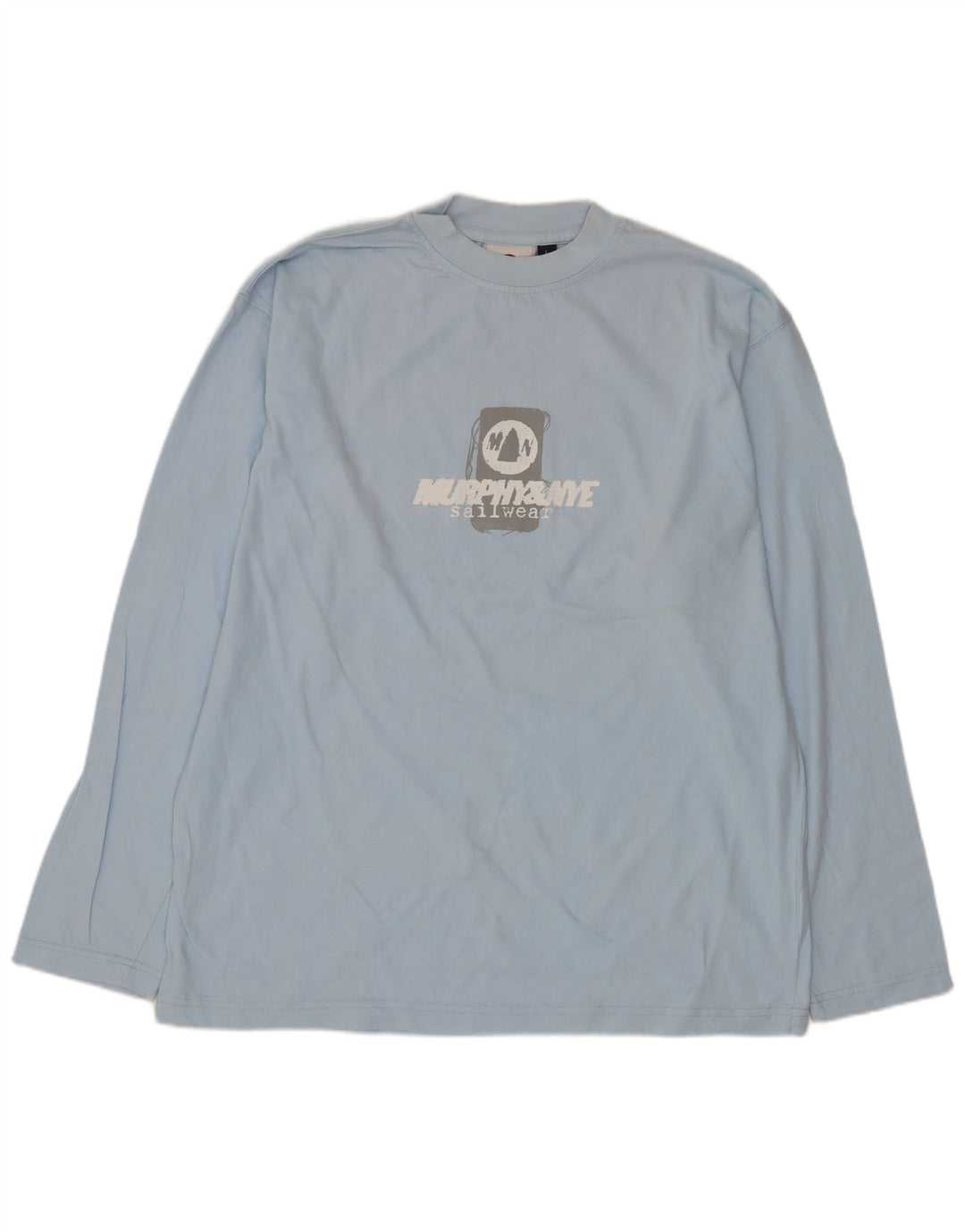 Murphy & Nye Mens Graphic Top Long Sleeve Large Blue Cotton