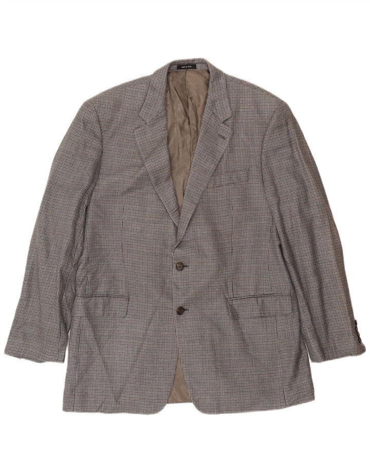 Ralph Lauren Mens 2 Button Blazer Jacket UK 42 Large Grey Houndstooth Silk