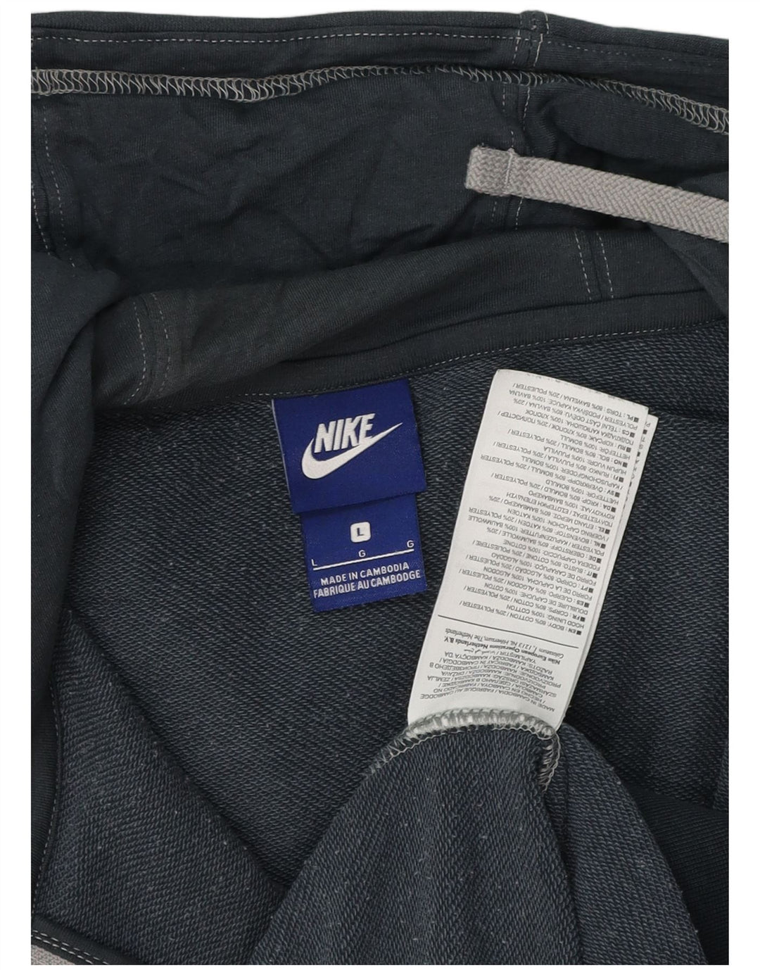 Nike Mens Zip Hoodie Sweater Large Navy Blue Cotton
