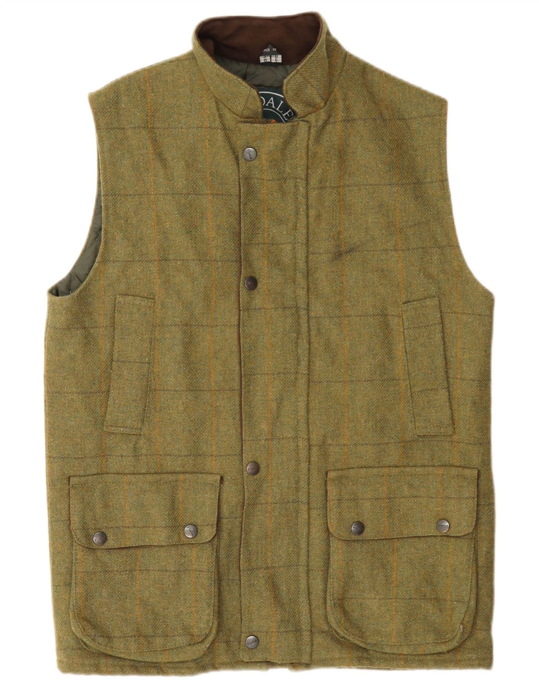 Rydale Mens Utility Gilet UK 34 XS Khaki Check Wool